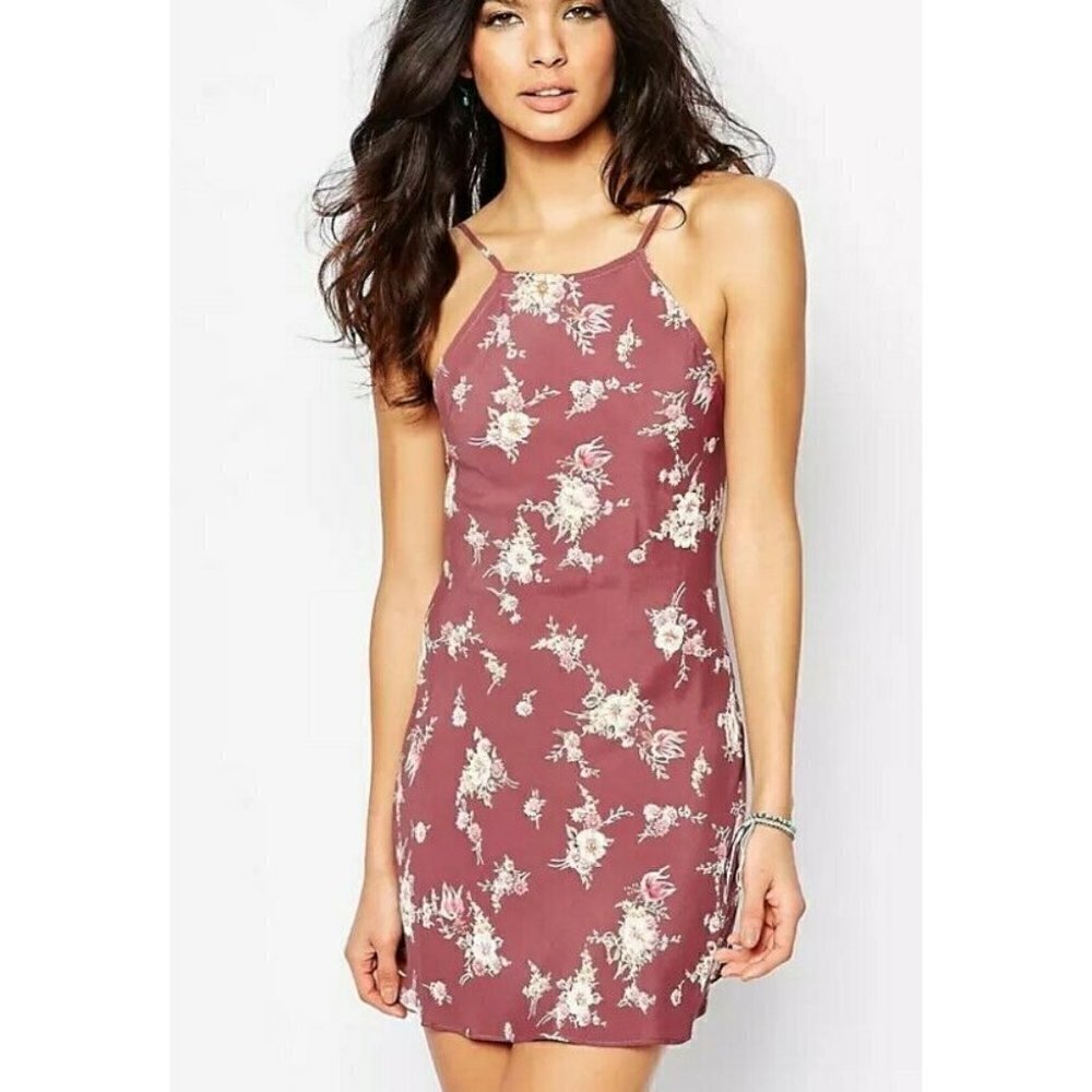 New Flynn Skye Anastasia Mini Dress Womens Small Dangling Bouquet Floral Lace Up